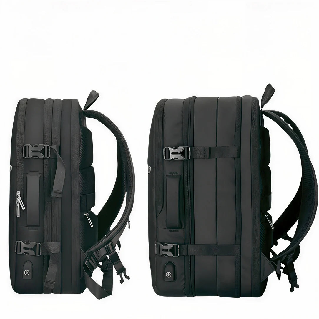 Sac à dos cabine avion noir 55x35x25 avec compartiments et sangles ajustables