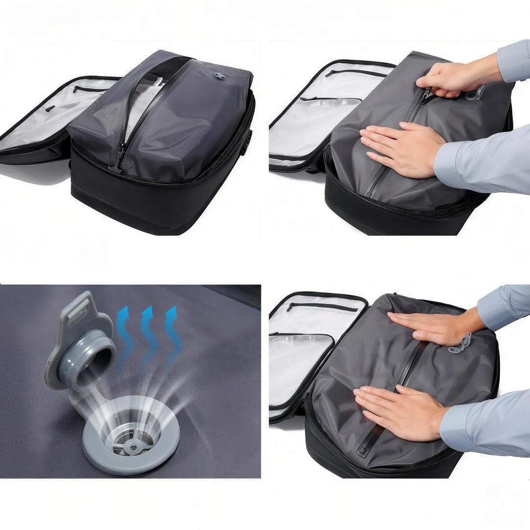 Sac à dos cabine AirTrail sous vide antivol, noir gris étanche extensible