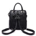 Sac à dos carré cuir en cuir noir convertible avec poignée et bretelles réglables