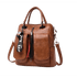 Sac à dos carré cuir marron en faux cuir convertible avec poches et tassel décoratif
