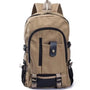 Sac à dos cartable homme en toile en toile beige avec accents noirs et poches multiples