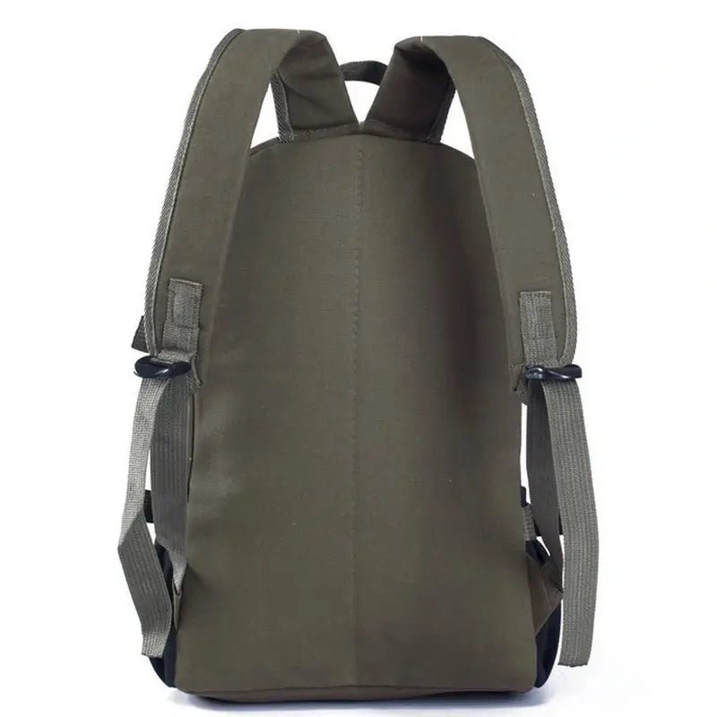 Sac à dos cartable homme en toile olive vert avec bretelles ajustables
