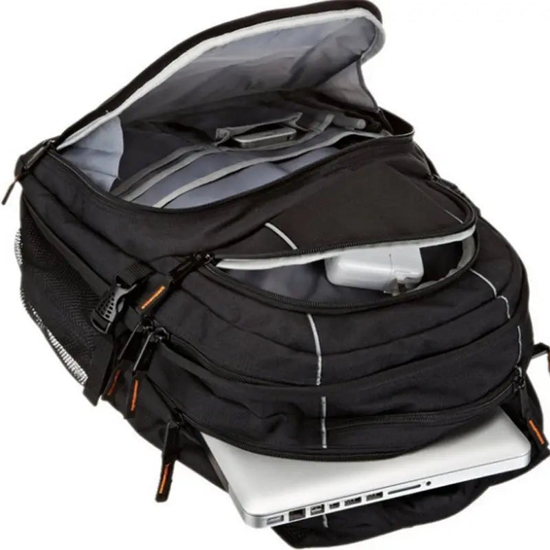 Sac à dos cartable homme noir avec plusieurs compartiments et poche pour ordinateur portable
