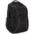 Sac à dos cartable homme noir en polyester avec plusieurs compartiments, trim blanc et surpiqûres orange