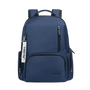 Sac à dos chic en tissu bleu marine avec plusieurs compartiments zippés et poignée supérieure