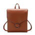 Sac à dos chic cuir en cuir marron avec rabat et boucle ronde