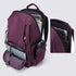 Sac à dos chic violet ouvert avec plusieurs compartiments et porte-clés intégré