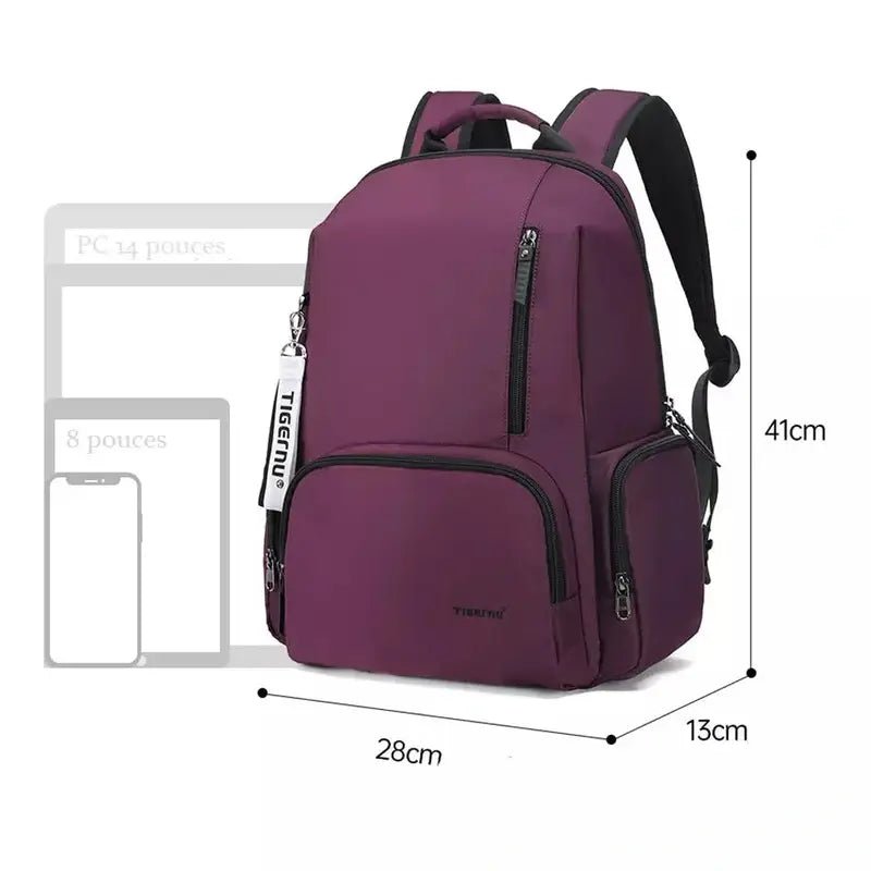 Sac à dos chic violet avec plusieurs compartiments et bretelles ajustables