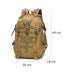 Sac à dos Cityguard 35L tan tactique avec multiples sangles, dimensions 49x30x18 cm