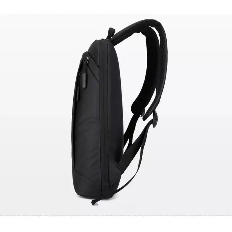 Sac à dos collège ordinateur noir slim avec bretelles rembourrées pour un confort optimal