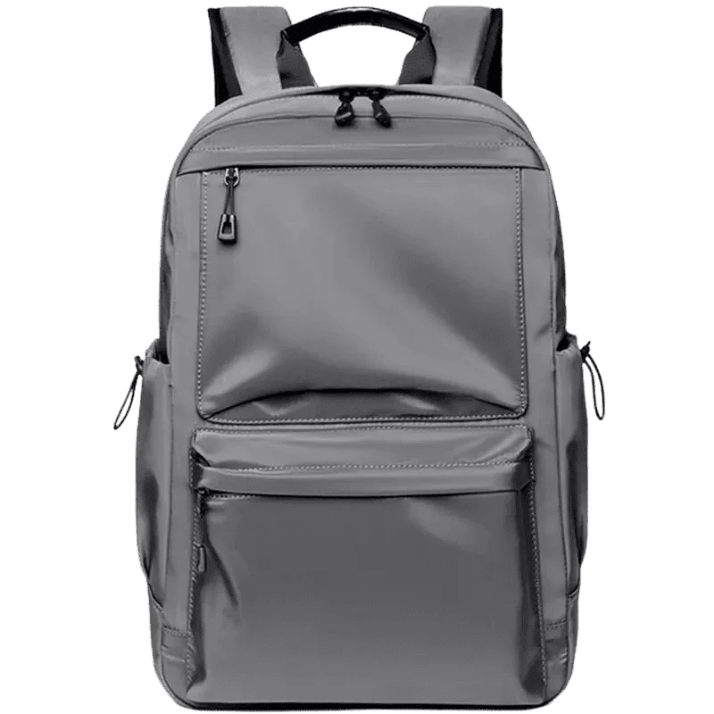 Sac à dos cours gris foncé élégant avec plusieurs compartiments zippés