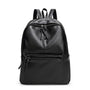 Sac à dos en cuir noir pour femme avec plusieurs compartiments zippés