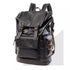 Sac à dos cuir homme décontracté en cuir noir avec accents en bandoulière marron