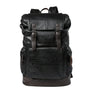 Sac à dos en cuir noir homme décontracté avec boucles et multiples poches