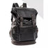 Sac à dos cuir homme décontracté en faux cuir noir avec boucles et multiples poches