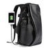 Sac à dos en cuir noir pour homme luxe avec port de chargement USB externe