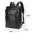 Sac à dos cuir homme en cuir noir avec plusieurs compartiments zippés et bretelles ajustables