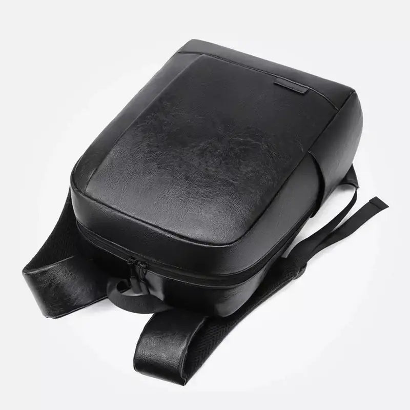 Sac à dos cuir homme ordinateur noir avec compartiment principal zippé pour ordinateur