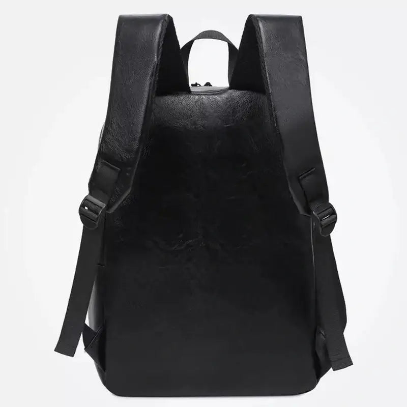 Sac à dos cuir homme ordinateur en faux cuir noir avec bretelles ajustables