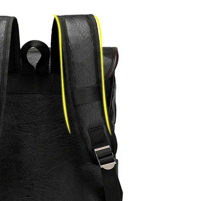 Sac à dos en cuir faux noir pour homme avec bretelles rembourrées