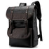 Sac à dos en cuir pour homme noir et brun foncé avec boucles, style élégant
