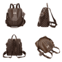 Sac à dos cuir PU femme tendance en faux cuir marron avec motif en diamant et pom-pom