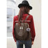Sac à dos en cuir PU tendance pour femme avec motif marron et pompon gris fluffy