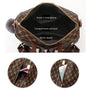 Sac à dos cuir PU femme tendance avec motif marron, compartiments multiples et pom-pom en fourrure