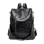 Sac à dos cuir souple femme avec faux cuir noir, poche verticale zippée et bretelles ajustables