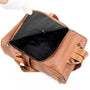 Sac à dos en cuir souple pour femme avec grand sac en cuir marron et doublure noire