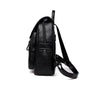 Sac à dos cuir souple en faux cuir noir avec poches zippées et bretelles ajustables