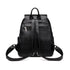 Sac à dos en faux cuir noir avec poches zippées et bretelles réglables