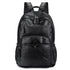Sac à dos en faux cuir noir pour femme avec plusieurs compartiments zippés et bretelles ajustables