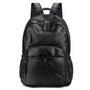 Sac à dos en faux cuir noir pour femme avec plusieurs compartiments zippés et bretelles ajustables