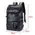 Sac à dos cuir synthétique homme en faux cuir noir avec plusieurs poches et bretelles ajustables