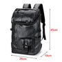 Sac à dos cuir synthétique homme en faux cuir noir avec plusieurs poches et bretelles ajustables