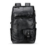 Sac à dos cuir synthétique homme en faux cuir noir avec plusieurs poches et bretelles ajustables