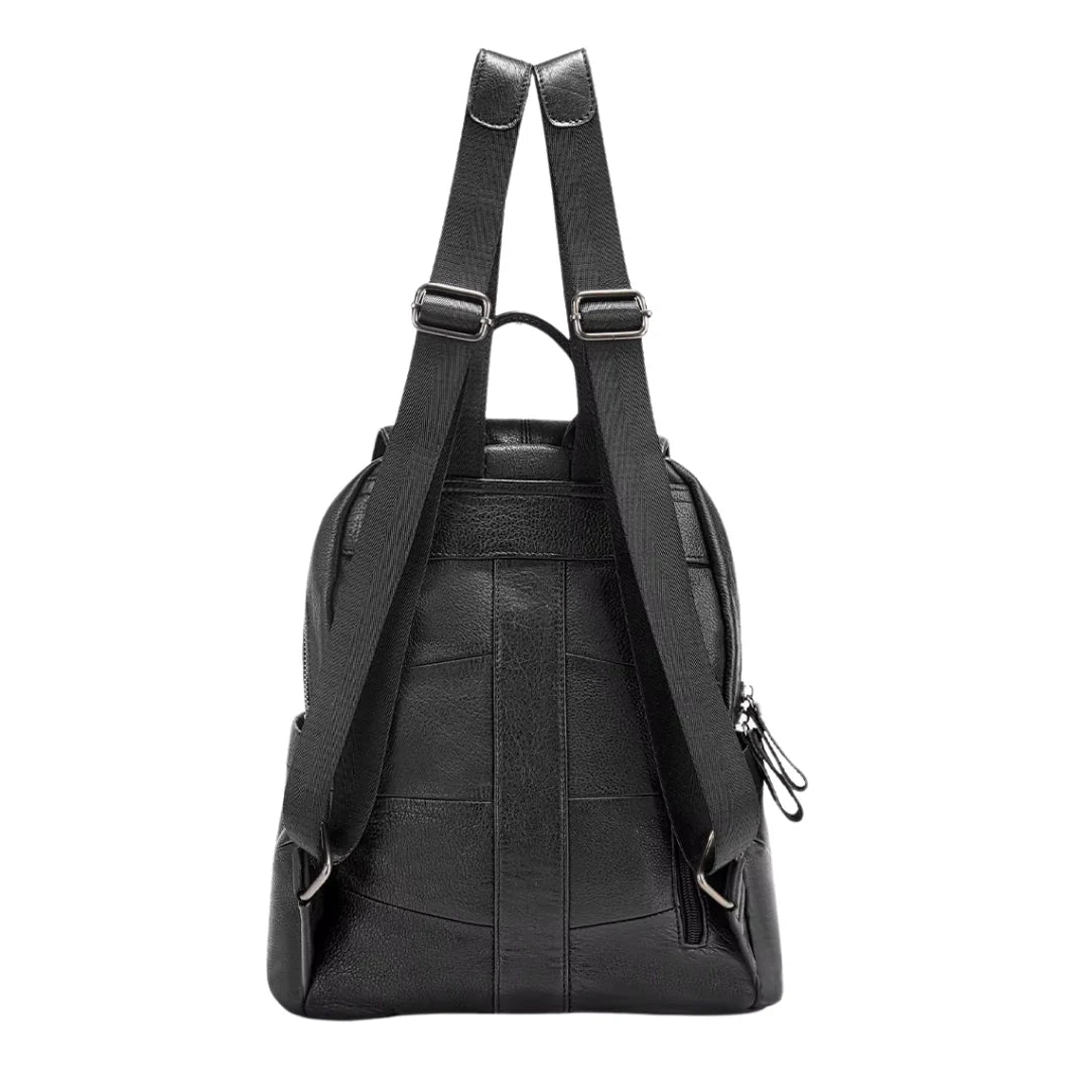 Sac à dos en cuir noir motif crocodile Zency Horizon avec sangles réglables et fermeture éclair