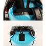 Sac à dos de canyoning bleu étanche avec bretelles noires et fermeture à rouleau