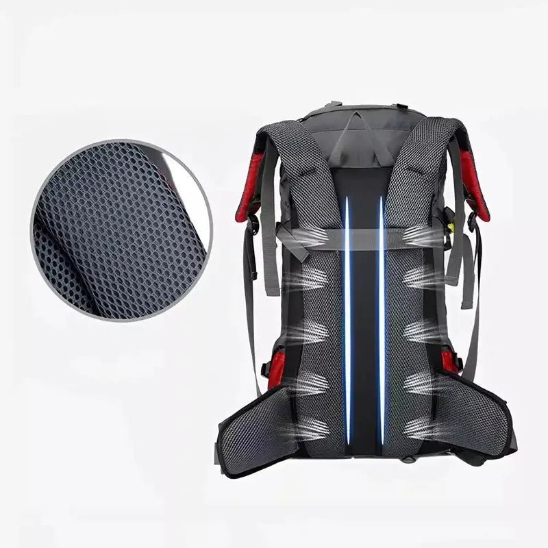Sac à dos de randonnée 60L Trekking avec panneau dorsal et bretelles en mesh respirant
