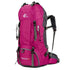 Sac à dos de randonnée 60L Trekking fuchsia et gris avec plusieurs sangles et boucles