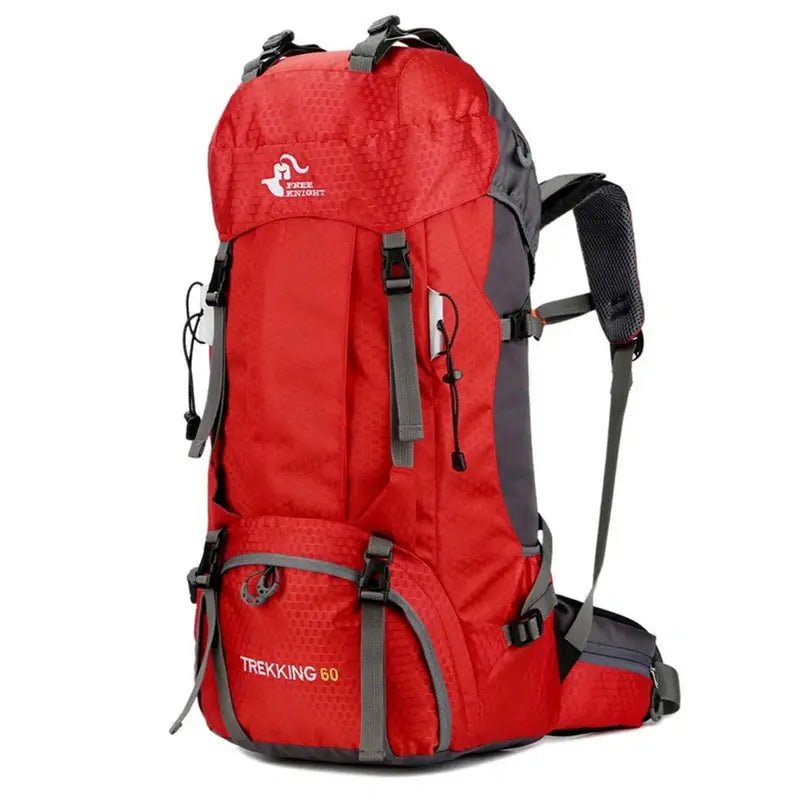 Sac à dos de randonnée 60L Trekking rouge et gris pour l’extérieur