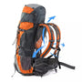 Sac à dos de randonnée 70L orange et gris foncé avec panneau dorsal ventilé