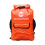 Sac à dos waterproof Marjaqe orange vif avec accents noirs et fermeture roll-top