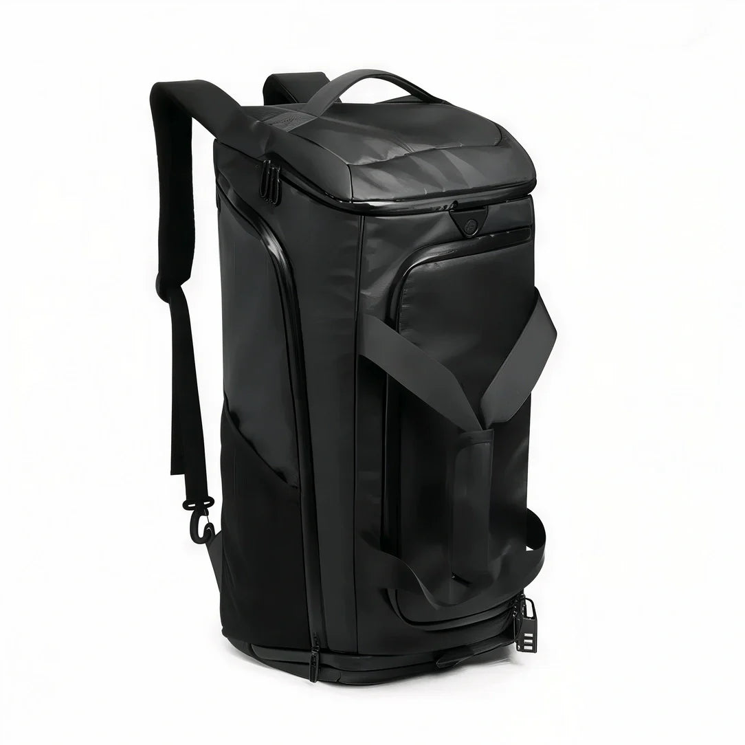 Sac à dos noir étanche avec compartiments multiples et sangles ajustables