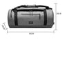 Sac à dos de sport gris avec bandoulières noires et plusieurs poches zippées