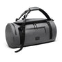 Sac à dos de sport gris cylindrique avec bretelles noires et fermetures éclair