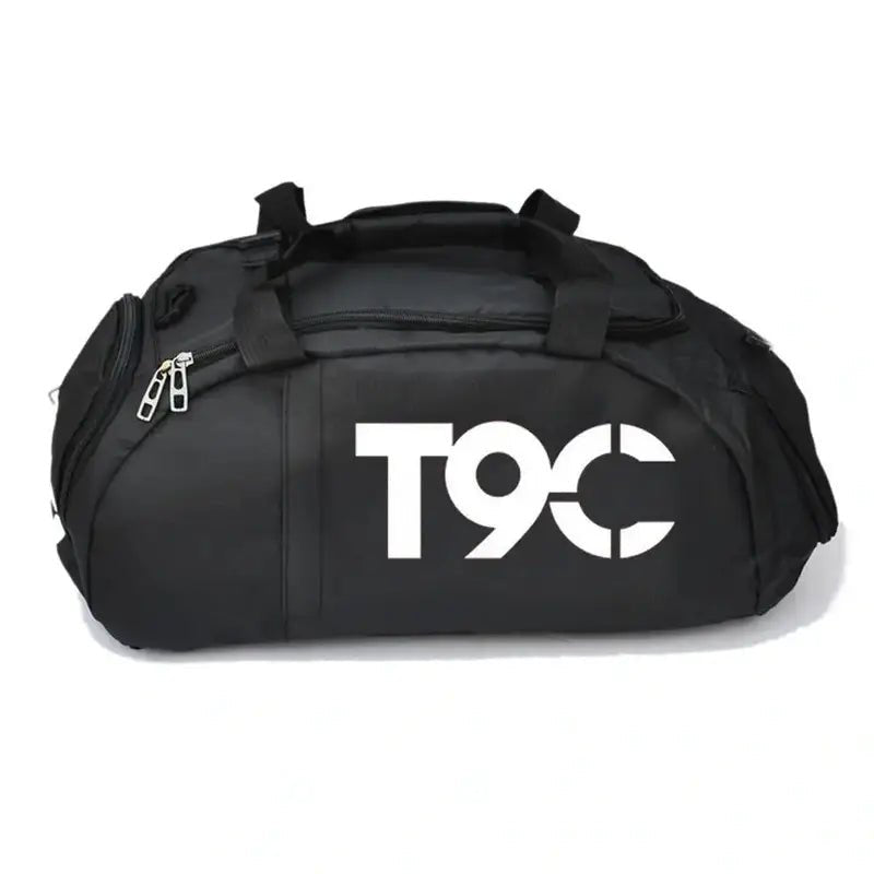 Sac à dos de sport homme noir avec logo blanc, idéal pour le fitness et le voyage