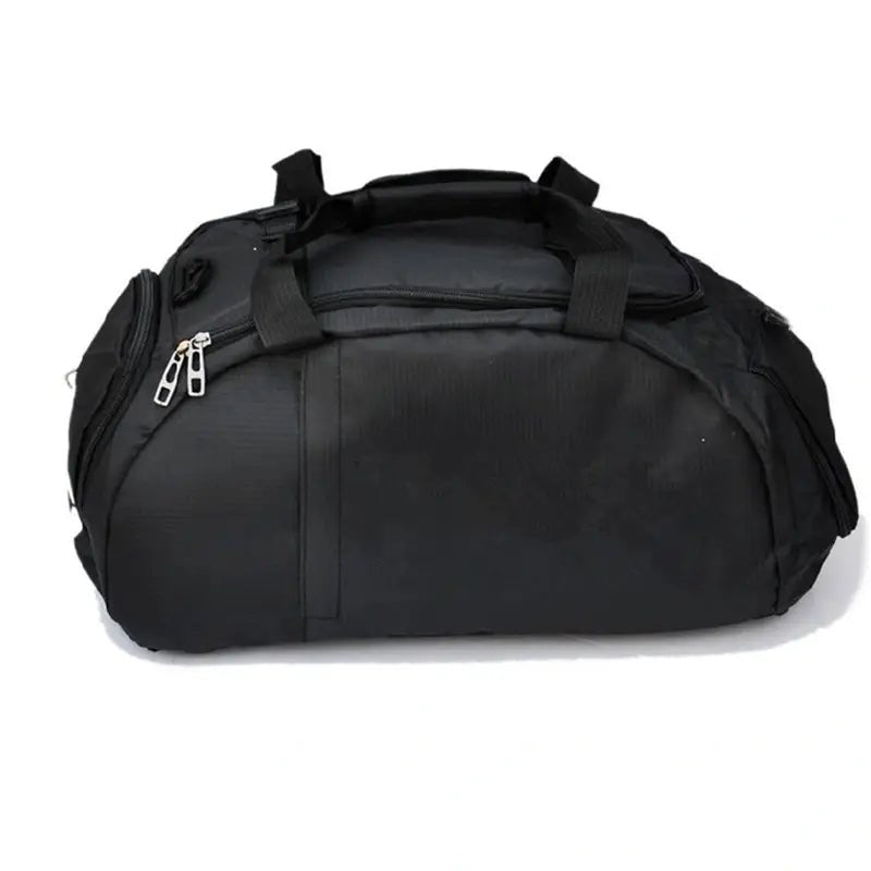 Sac à dos de sport homme en nylon noir avec poignées doubles et compartiment zippé
