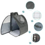 Sac à dos de transport pour chat gris avec fenêtres en mesh, coussin amovible et ouverture zippée